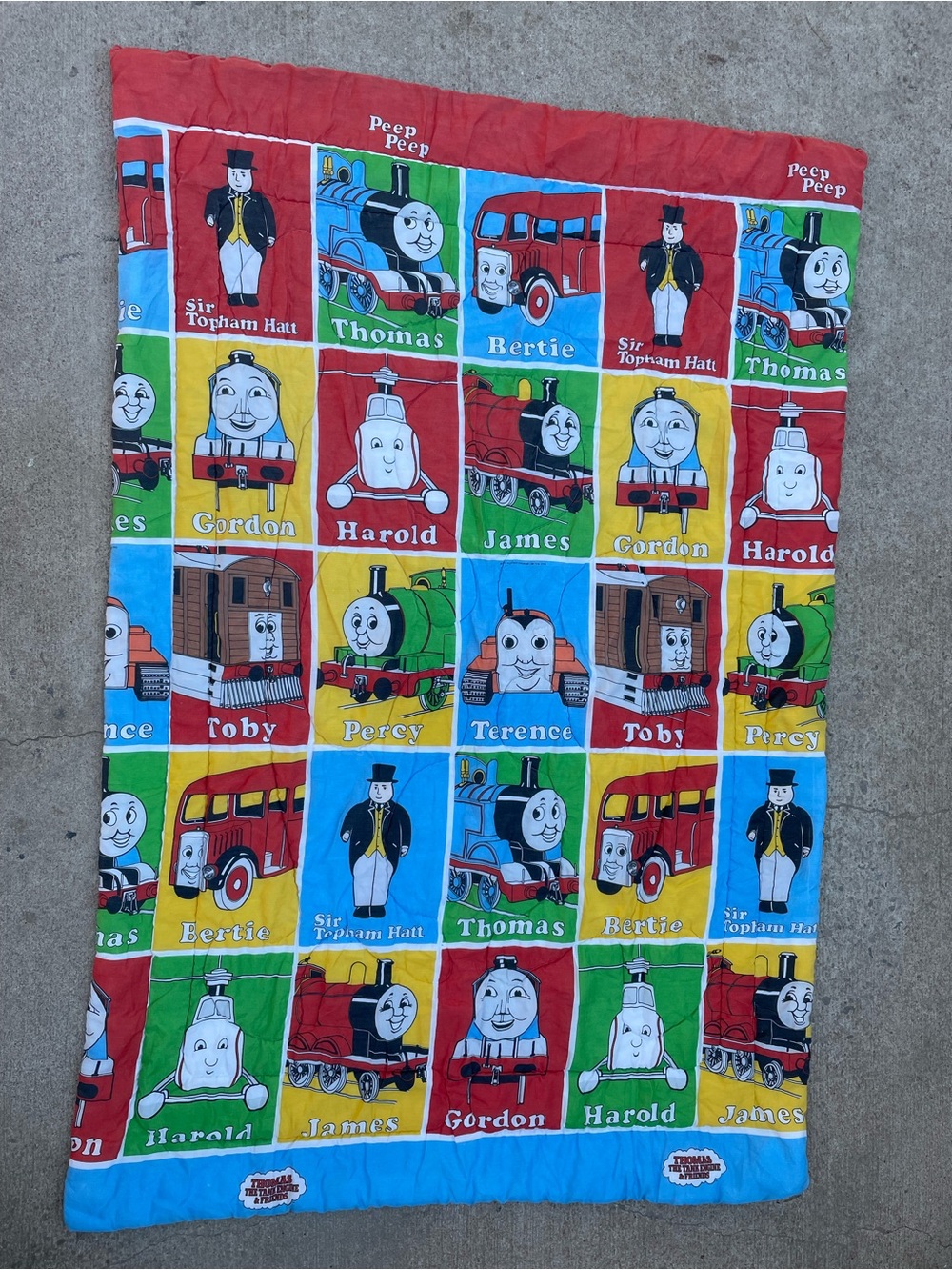 VINTAGE 57”x85” THOMAS THE TANK ENGINE & Friends Quilted Blanket Used But GUC